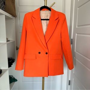 Shein orange double breasted lapel blazer